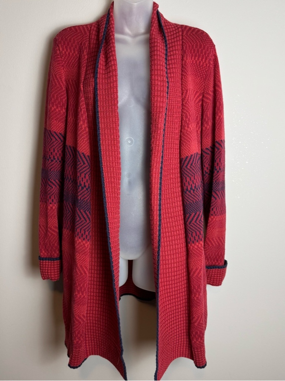 CAbi Red And Navy Blue Joy Cardigan Size M - Picture 2 of 10